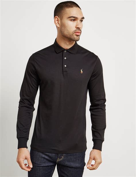 Cotton Polo Shirt in Black .